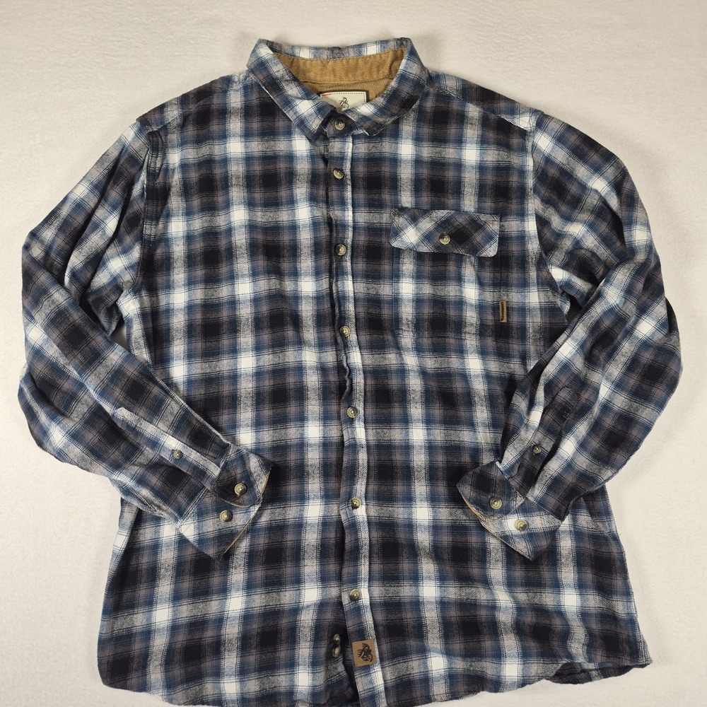 Legendary Whitetails Shirt Men's XL Blue Plaid Fleece Flannel Workwear Chore